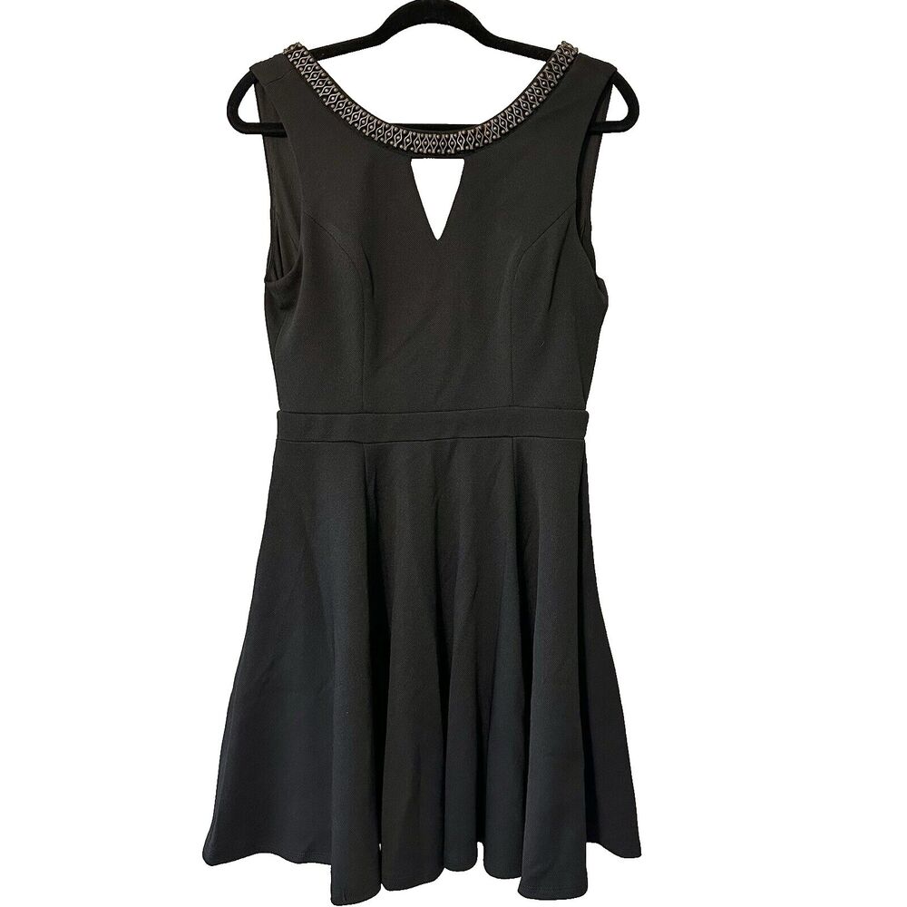 Little Black Dress By XOXO‎ Jewel And Beaded Neckline Flared Skirt Large